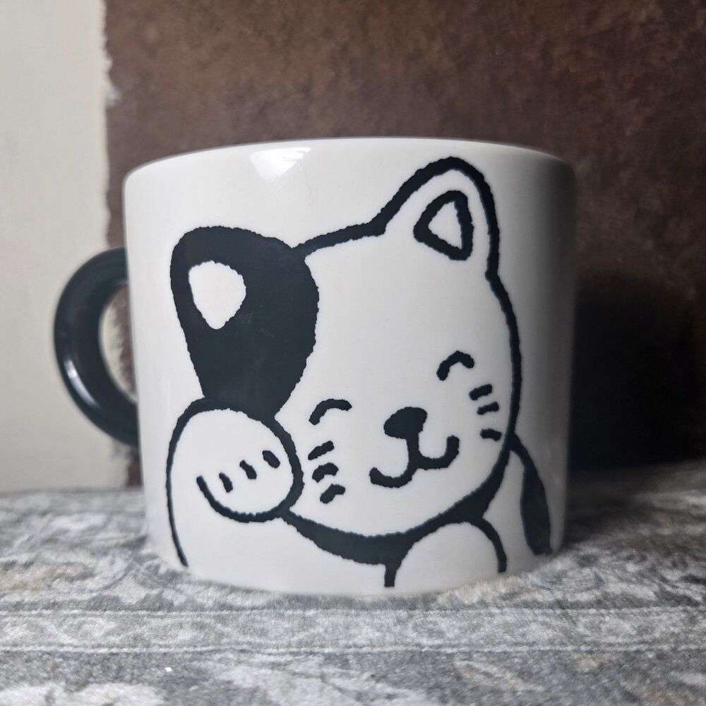 Vintage 90s AIWA Co Ltd Japan Cat Coffee Mug Ceramic Kawaii Kitty Cup